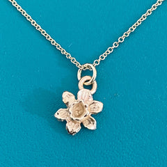 Solid gold tiny daffodil necklace