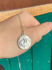 Sterling Silver Winking Moonface Necklace - La Luna Charm