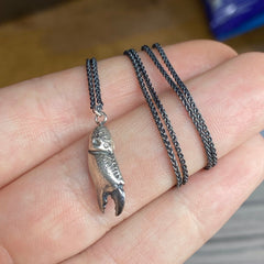 Solid Silver Tiny Crab Claw Pendant
