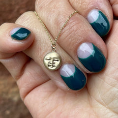 Solid Gold Tiny Moonface Pendant