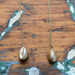 Tiny Solid Gold Cowrie Seashore Necklace