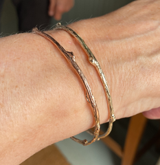 Solid Gold Stackable Rose Twig Bangle