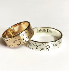 Written in the stars Wedding bands, Star Map Partnership Rings, Constellation wedding bands, Moment in Time
