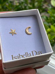 Solid rose and yellow gold hand made moon and 