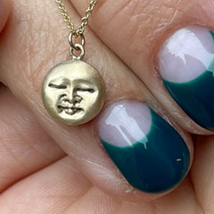 Solid Gold Tiny Moonface Pendant